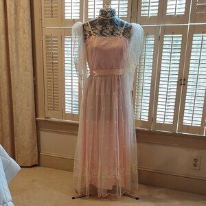 Tea Length Pink Floral Prom/Wedding Gown Vintage Size PXS